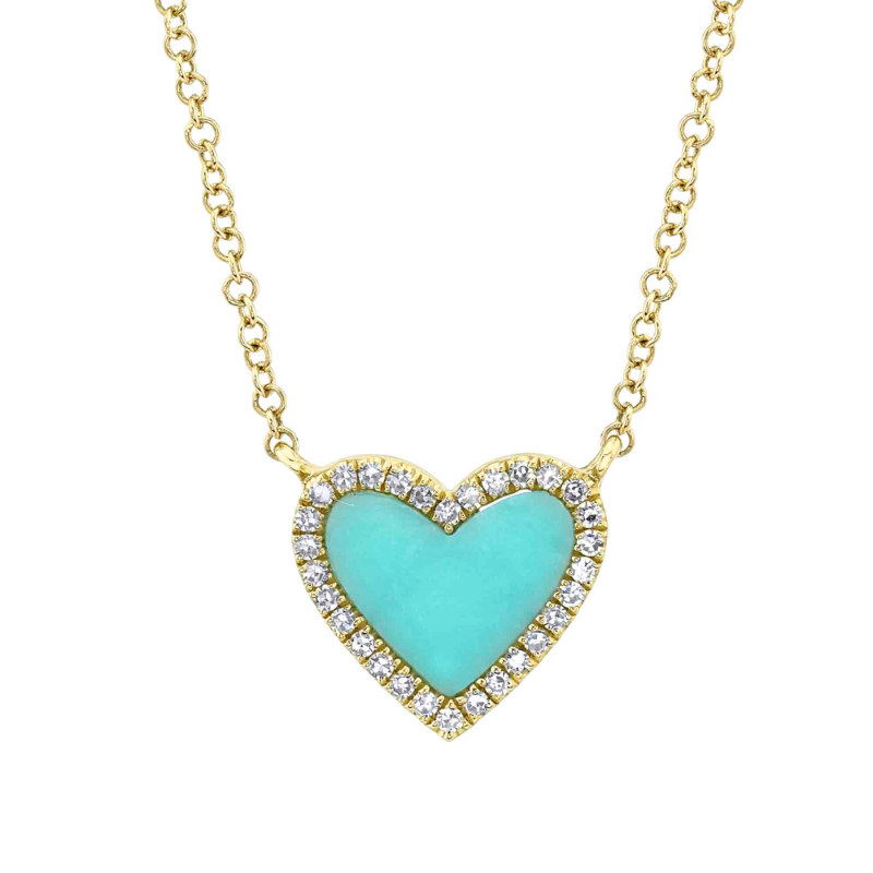 Deutsch Signature .64Ctw Diamond And Turquoise Heart Necklace