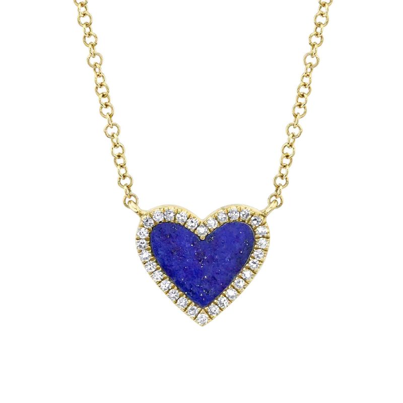 Deutsch Signature Diamond & 0.54Ct Lapis Deutsch Signature Heart Necklace