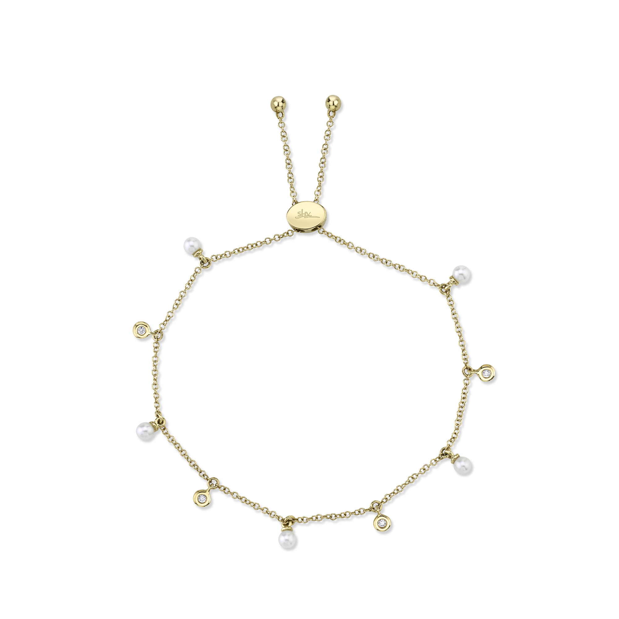 Deutsch Signature 0.04Ct Diamond & Cultured Pearl Bolo Bracelet