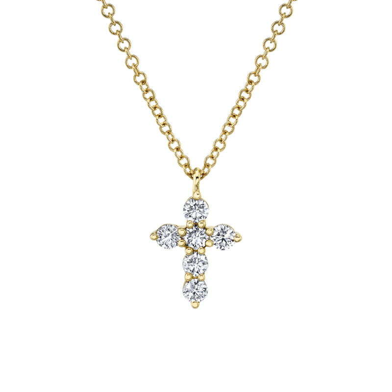Deutsch Signature 0.25Ct Round Diamond Shared Prong Cross Pendant Necklace