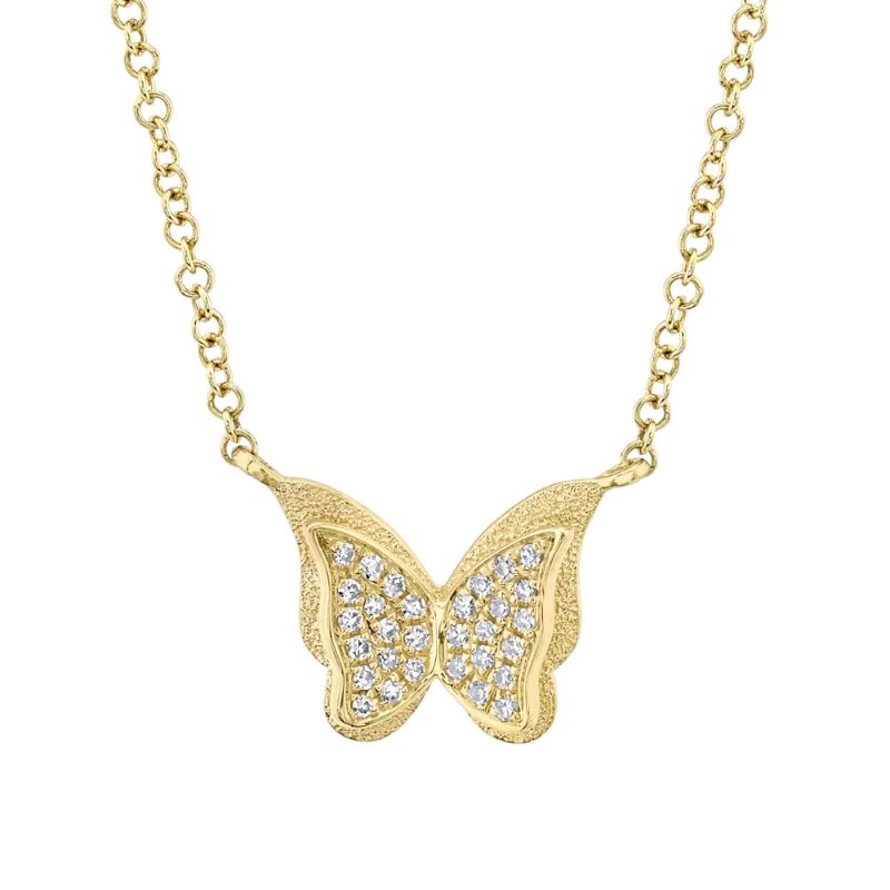Deutsch Signature 0.06Ct Round Diamond Pave Butterfly Pendant Necklace