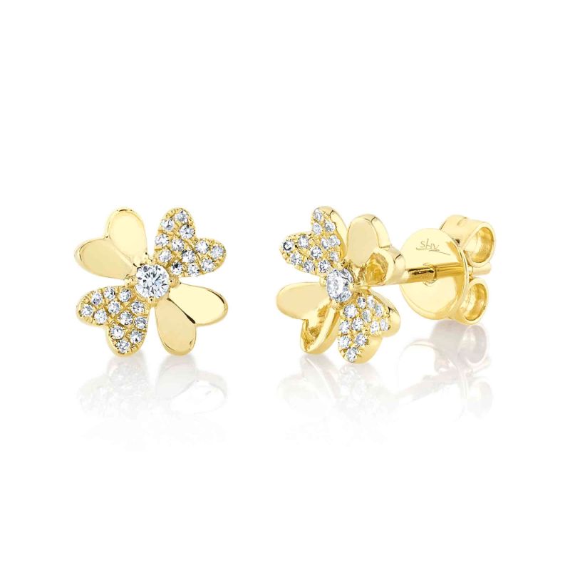 Deutsch Signature Diamond Clover Stud Earrings
