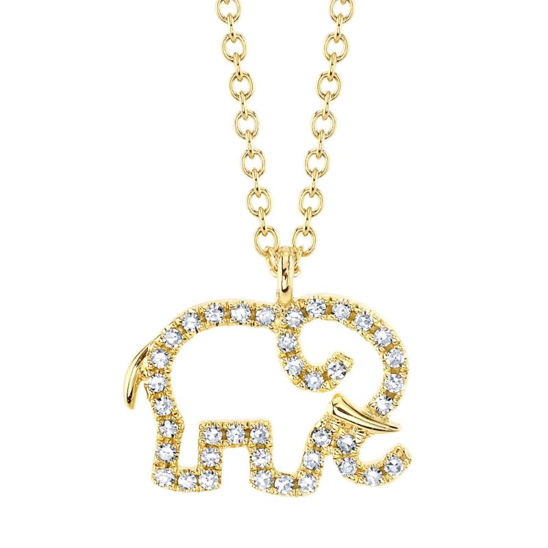 Deutsch Signature 0.09Ct Round Diamond Open Elephant Pendant Necklace