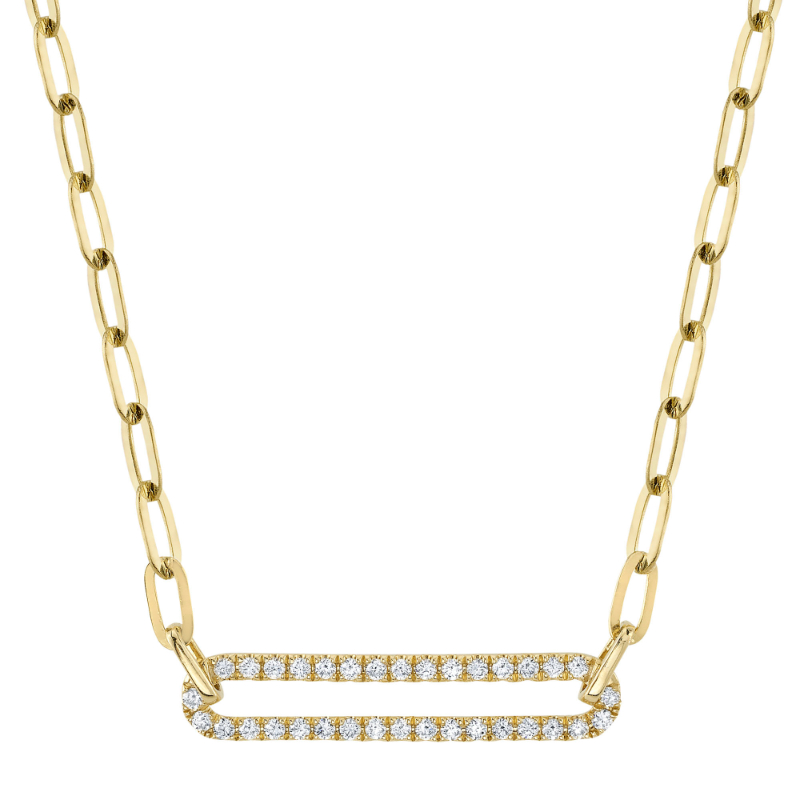 Deutsch Signature 0.26Ct Round Diamond Pave Link Paper Clip Link Necklace