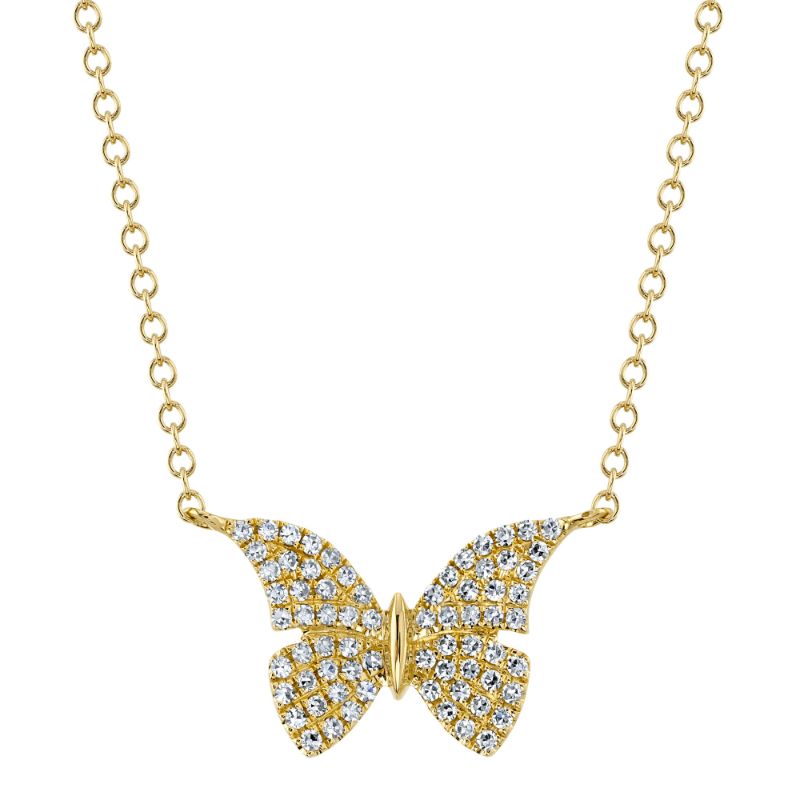 Deutsch Signature 0.15Ct Round Diamond Pave Butterfly Pendant Necklace