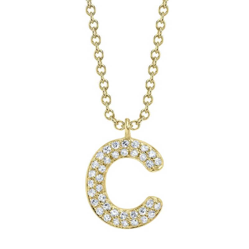 Deutsch Signature 0.08Ct Diamond Pave Necklace - Initial C