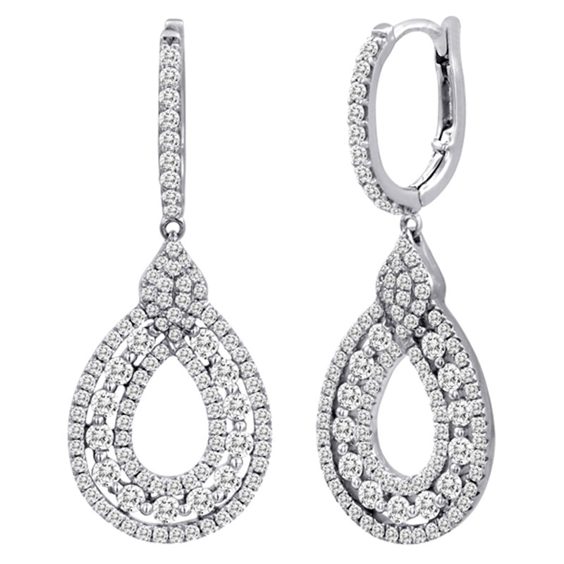 Deutsch Signature Diamond Pear Shape Drop Huggie Earrings