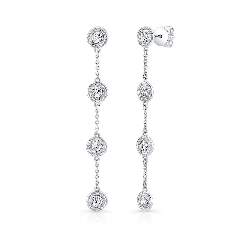 Deutsch Signature Diamond Milgrain Bezel Drop Stud Earrings