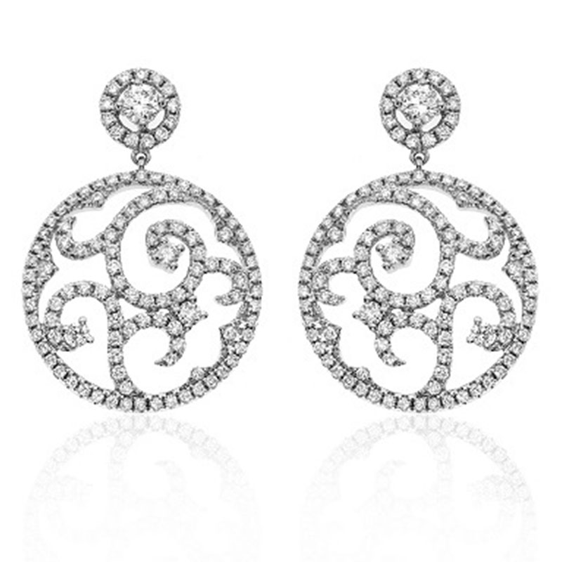 Deutsch Signature Pave Diamond Swirl Drop Stud Earrings