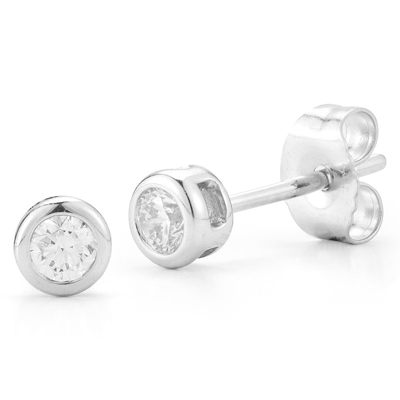 Deutsch Signature Plain Bezel Diamond Stud Earrings