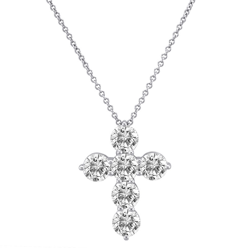 Deutsch Signature 6 Diamond Shared Prong Cross Pendant