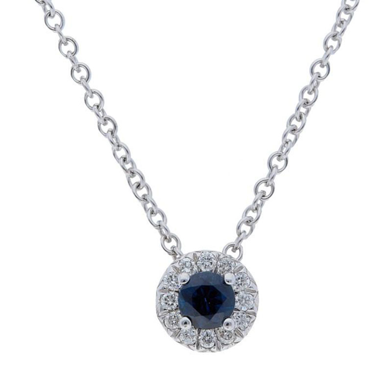 Deutsch Signature Blue Sapphire Diamond Halo Pendant