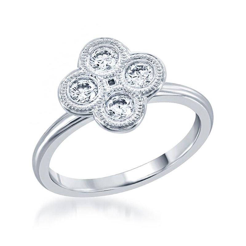 Deutsch Signature 4 Diamond Milgrain Bezel Cluster Ring