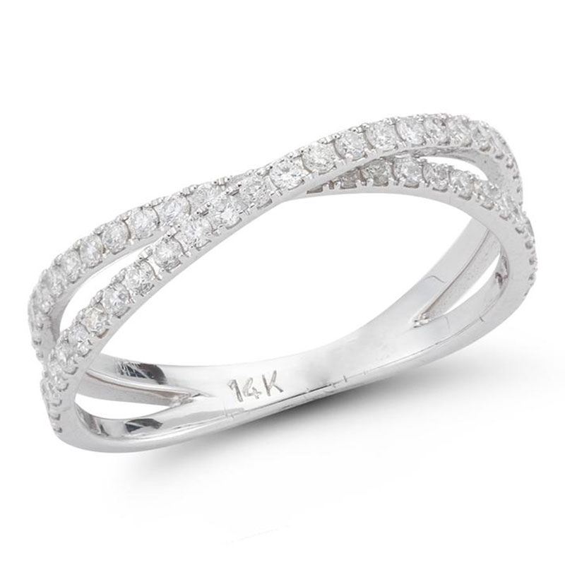 Deutsch Signature Diamond Criss Cross Ring with Split Shank