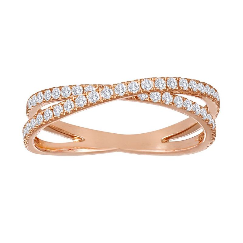 Deutsch Signature Diamond Criss Cross Ring with Split Shank