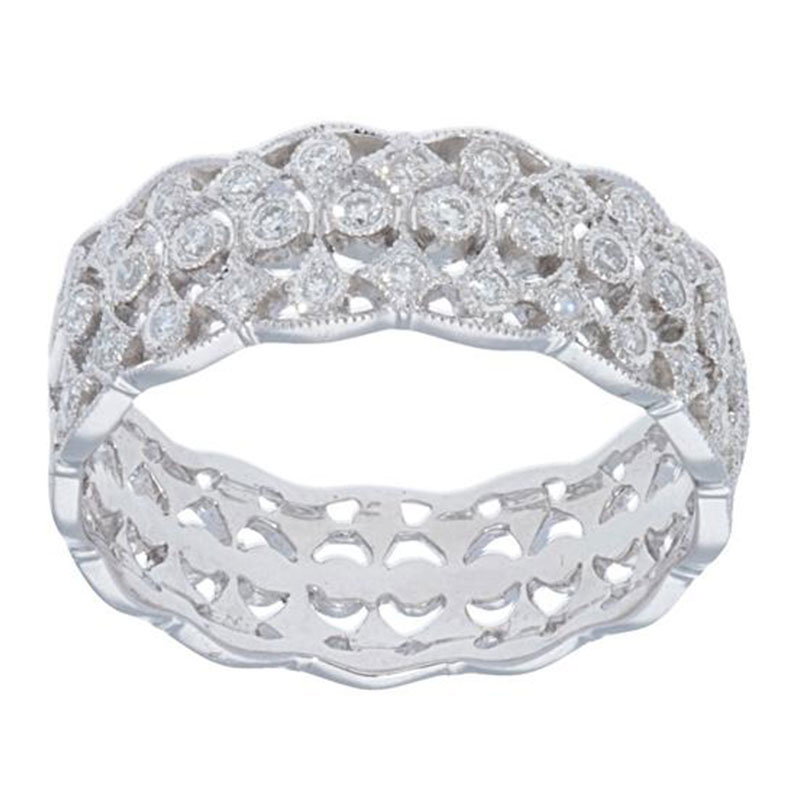 Deutsch Signature 1/2 Way Around Diamond Band w/Scalloped Edges