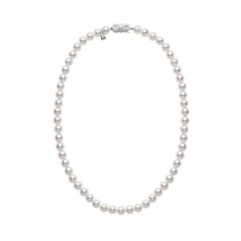 Mikimoto 18K White Gold Rhodium Plated Everyday Essentials Pearl Strand Necklace