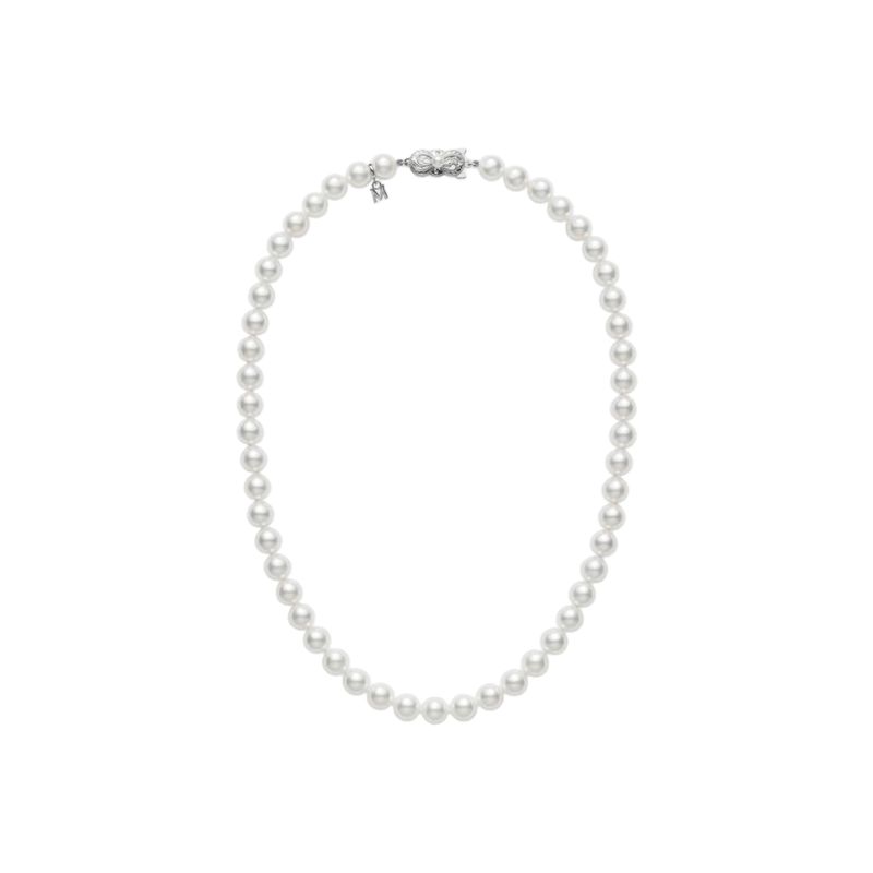 Mikimoto 18K White Gold Rhodium Plated Everyday Essentials Pearl Strand Princess Necklace