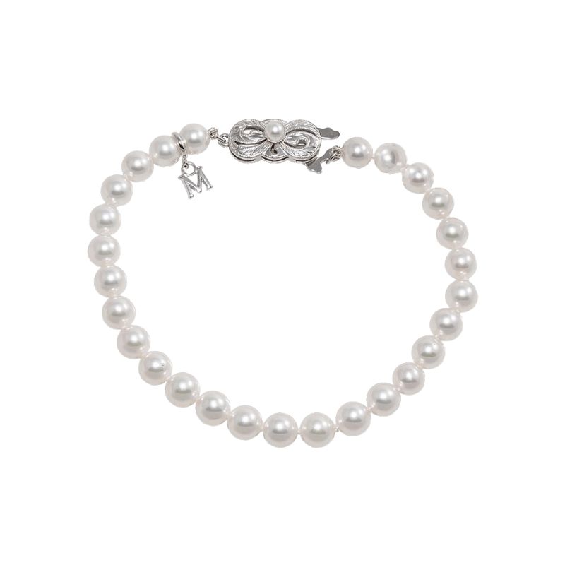 Mikimoto 18K White Gold Rhodium Plated Everyday Essentials Pearl Bracelet