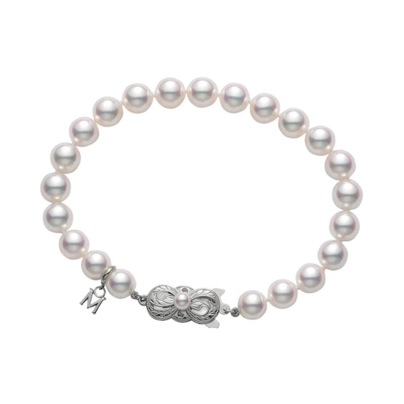 Mikimoto 18K White Gold Rhodium Plated Everday Essentials Pearl Bracelet