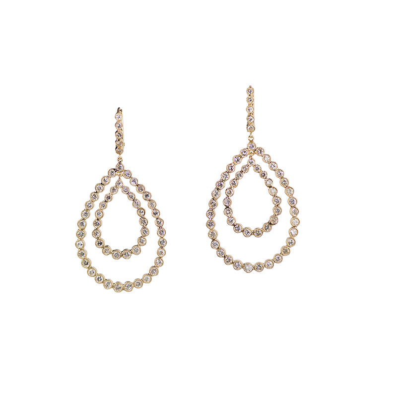 John Apel Bezel Set Diamond Drop Earrings