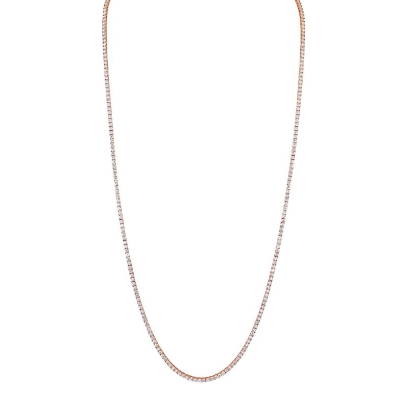 Norman Silverman Rose Gold Round Diamond Classic Opera Necklace Measuring 32