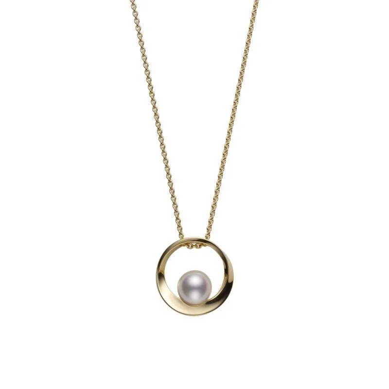 Mikimoto Akoya Cultured Pearl Circle Pendant in 18K Yellow Gold