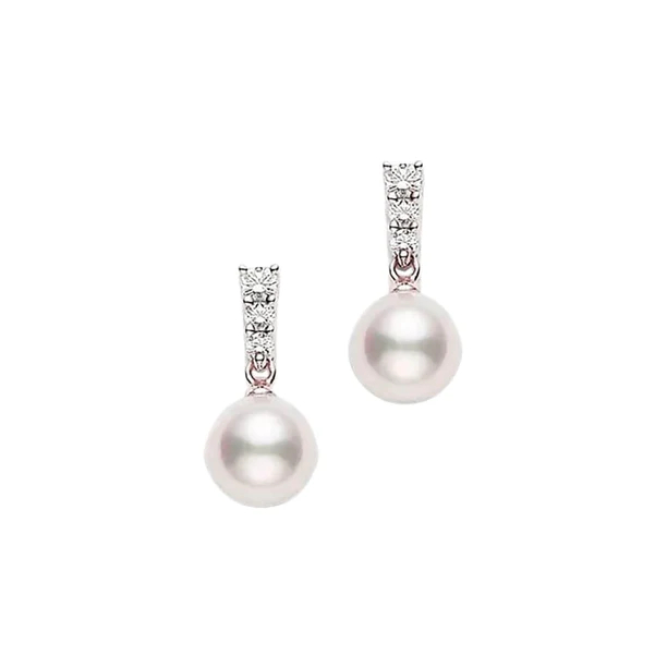 Mikimoto South Sea Pearl and Diamond Morning Dew Drop Earrings