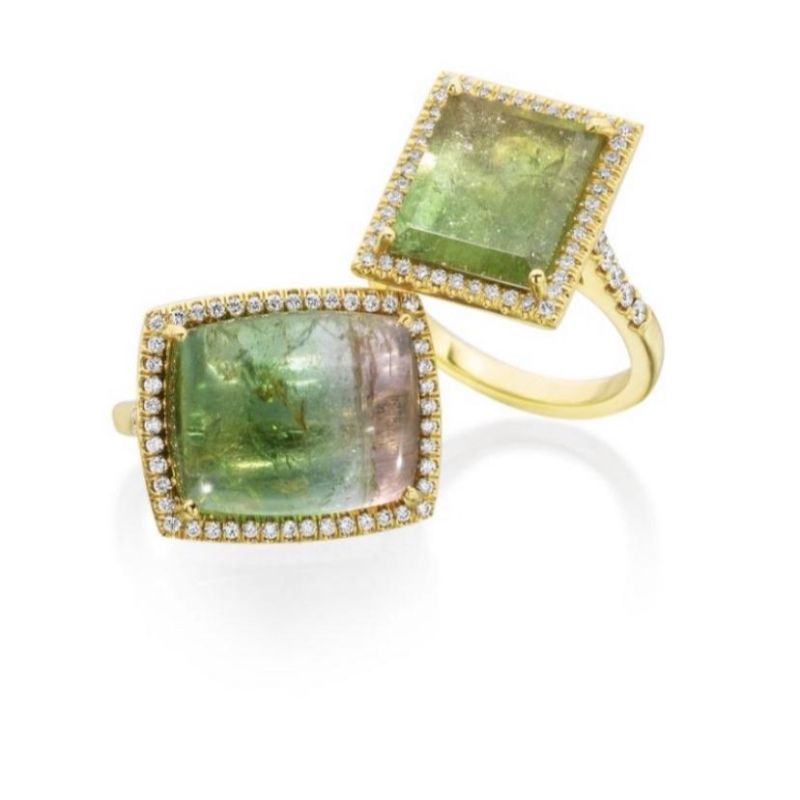 Lauren K Mischa Cushion Shaped Watermelon Tourmaline Ring
