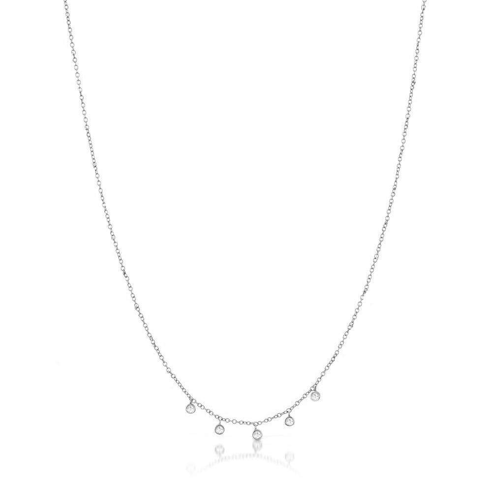 Meira T 14k Gold Necklace with 5 Diamond Bezels