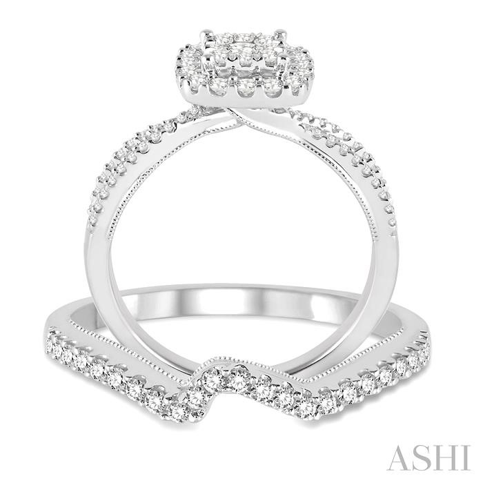 Cushion Shape Halo Lovebright Diamond Wedding Set
