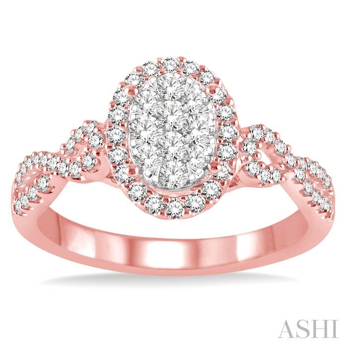 Oval Shape Halo Lovebright Diamond Engagement Ring
