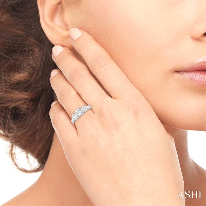 Round Shape Past Present & Future Lovebright Essential Diamond Engagement Ring