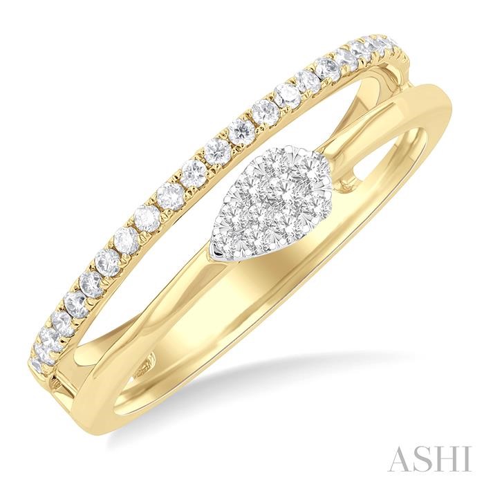 Pear Shape Double Row East-West Lovebright Diamond Fashion Ring