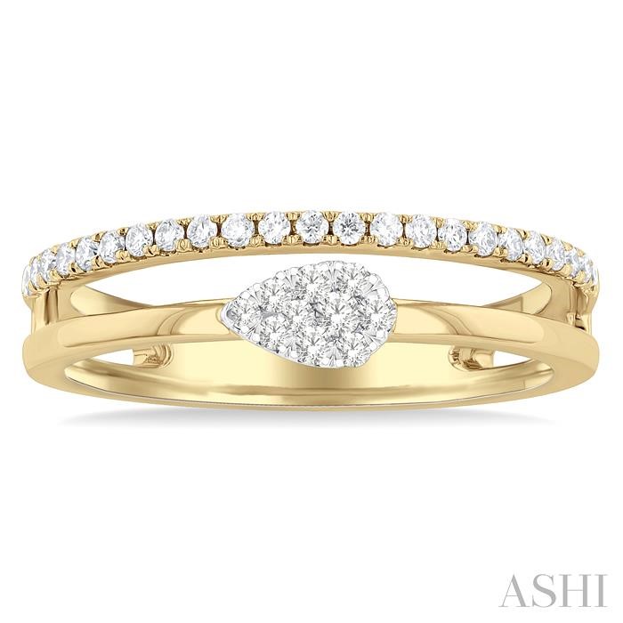 Pear Shape Double Row East-West Lovebright Diamond Fashion Ring