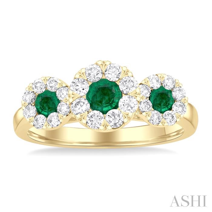 Round Shape Past Present & Future Lovebright Gemstone & Diamond Ring