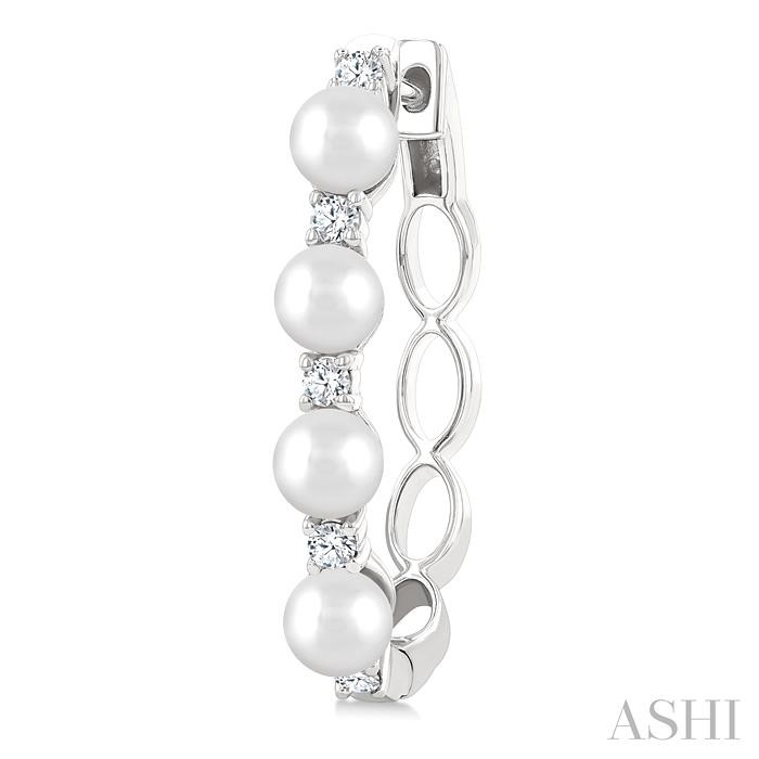 Pearl & Diamond Fashion Hoop Earrings