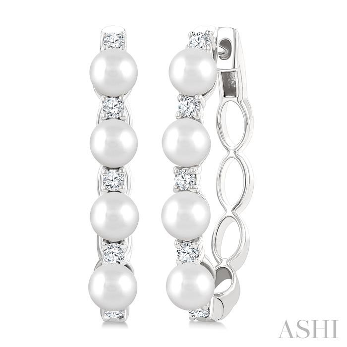 Pearl & Diamond Fashion Hoop Earrings
