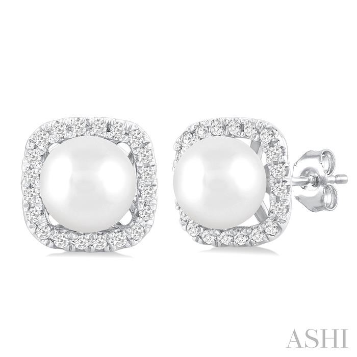 Pearl & Petite Halo Diamond Fashion Earrings