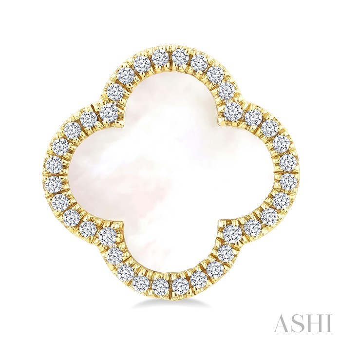 Clover Mother Of Pearl & Halo Diamond Earrings