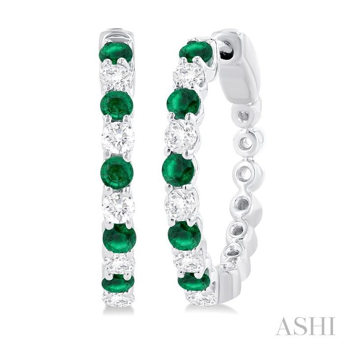 Alternate Gemstone & Diamond Hoop Earrings