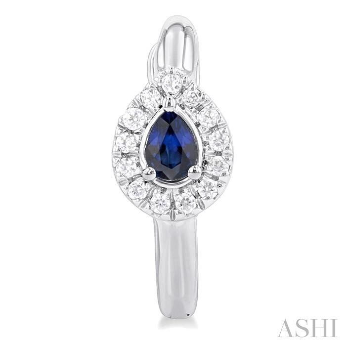 Pear Shape Gemstone & Petite Halo Diamond Huggie Fashion Earrings