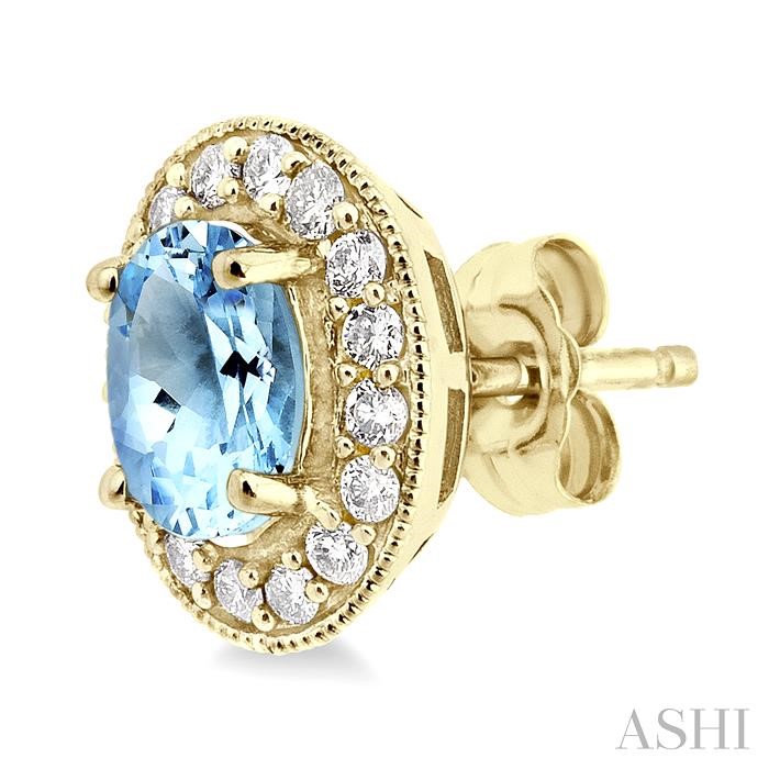 Oval Shape Gemstone & Halo Diamond Earrings