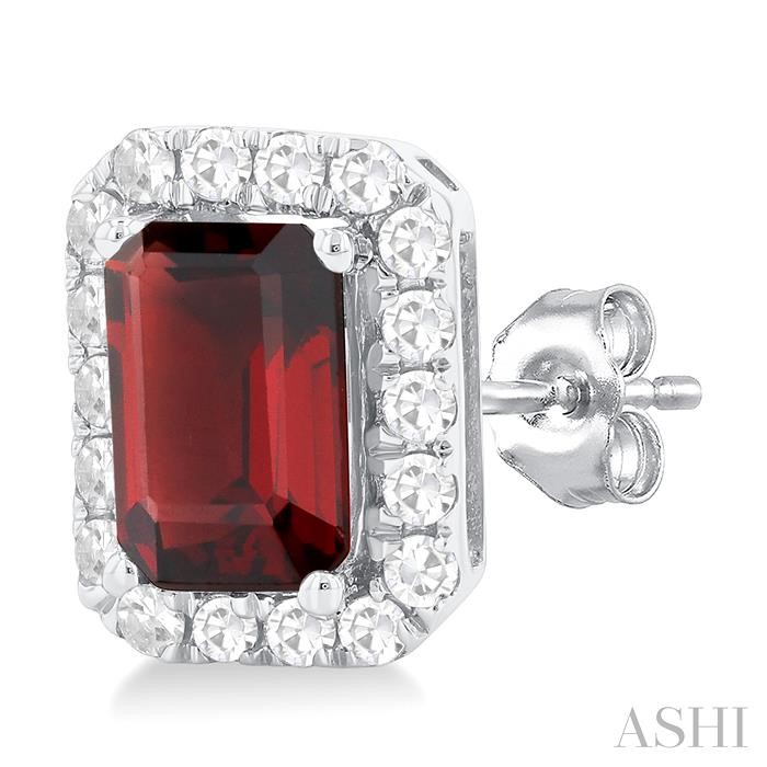 Emerald Shape Gemstone & Halo Diamond Earrings