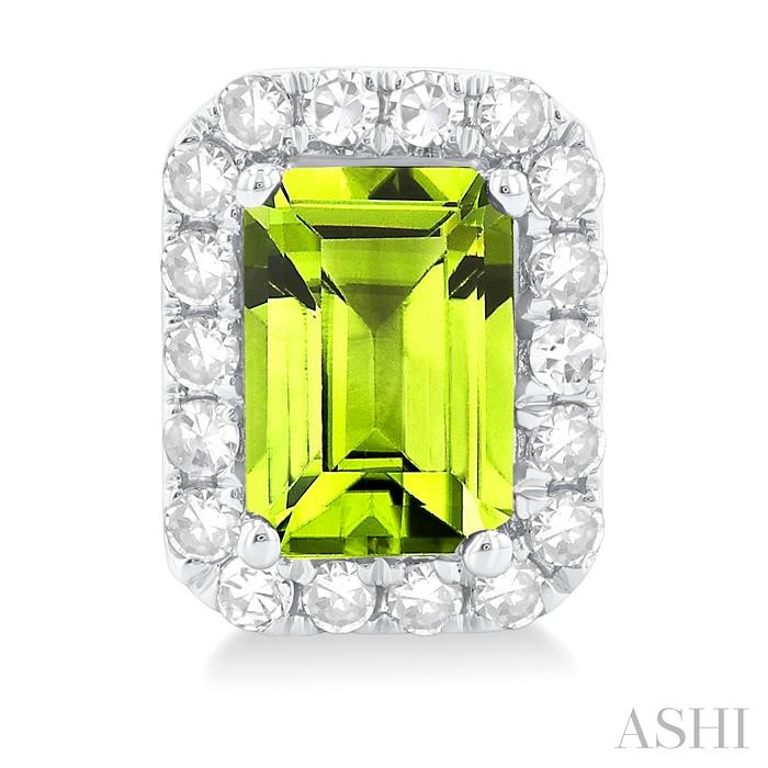 Emerald Shape Gemstone & Halo Diamond Earrings
