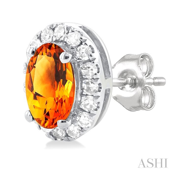 Oval Shape Gemstone & Halo Diamond Earrings