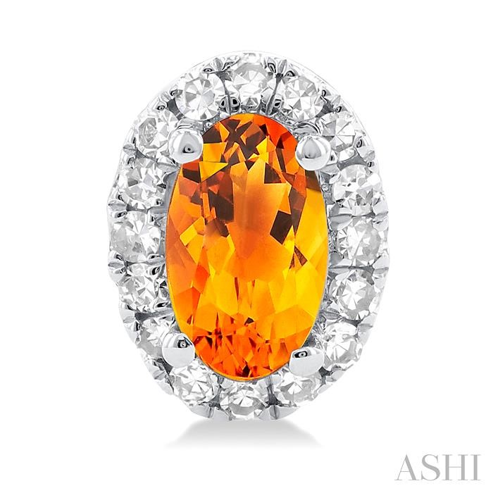 Oval Shape Gemstone & Halo Diamond Earrings