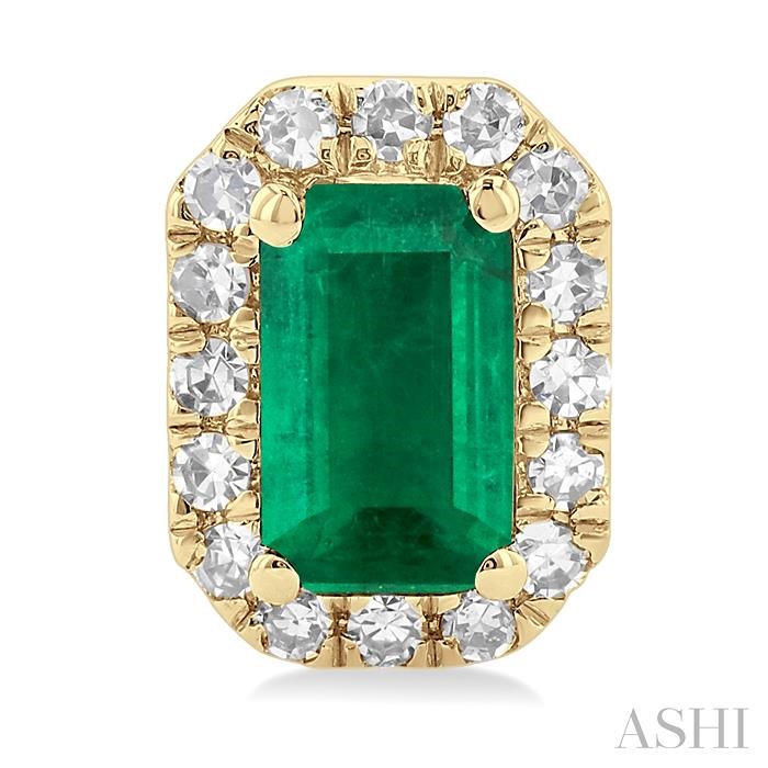 Emerald Shape Gemstone & Halo Diamond Earrings