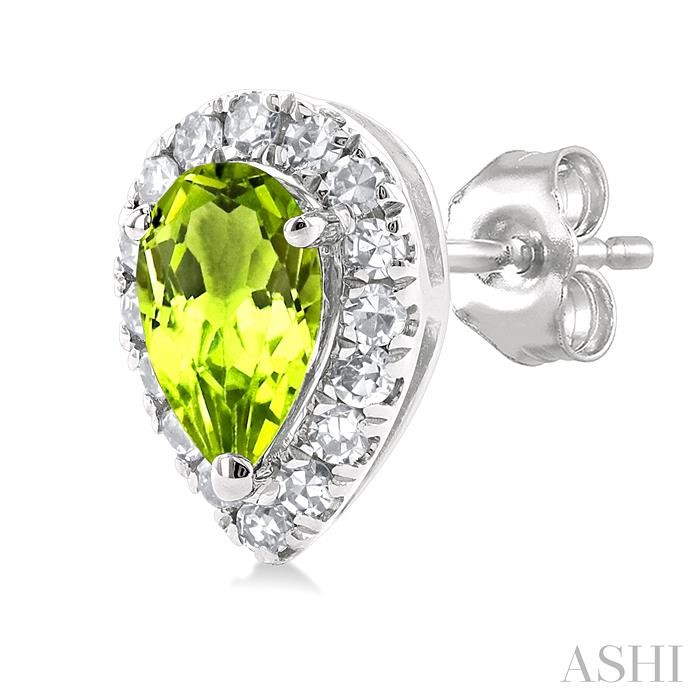 Pear Shape Gemstone & Halo Diamond Earrings