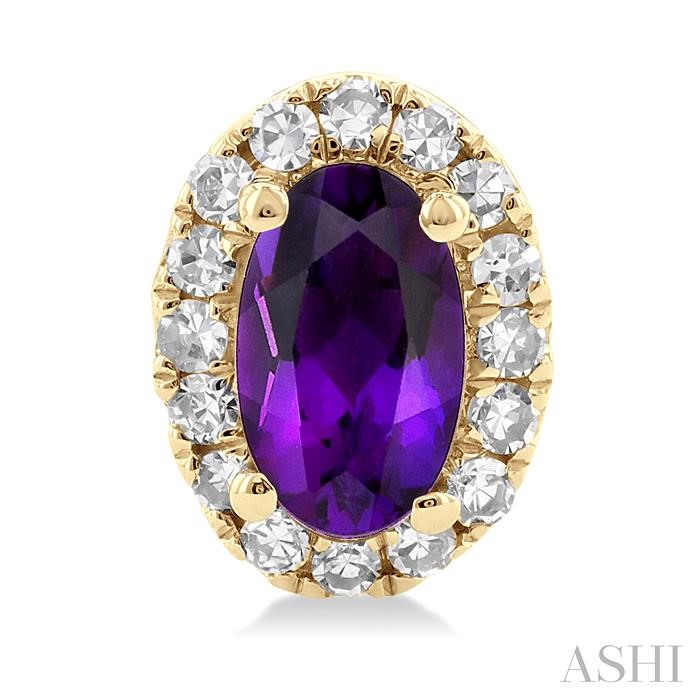 Oval Shape Gemstone & Halo Diamond Earrings